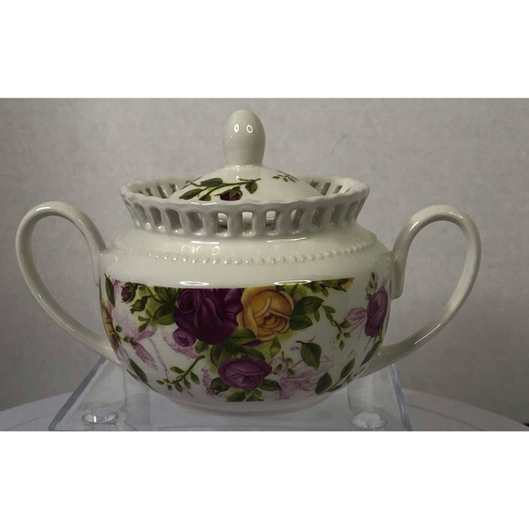 Royal Albert Old Country Roses Pierced Creamer and Sugar Bowl - Picture 4 of 8
